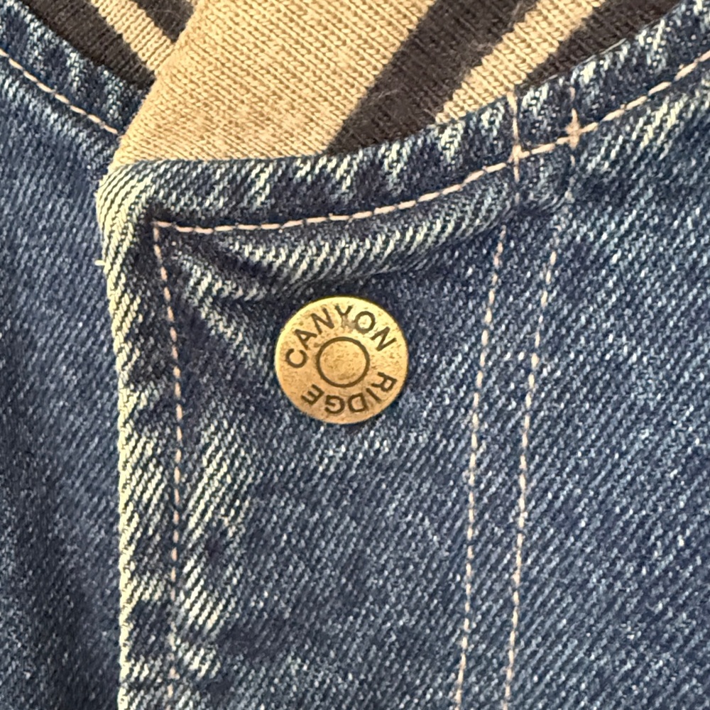 Vintage Canyon Ridge Denim and Khaki Two-Tone Varsity Bomber Jacket 2XL Tall - Picture 4 of 12